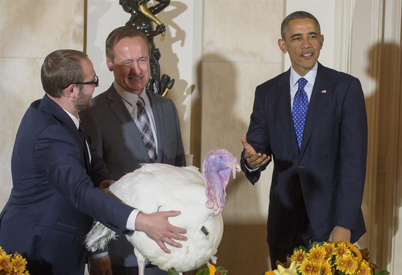 Obama inaugura la fiesta de Acción de Gracias con el indulto al pavo “Cheese” (Fotos)