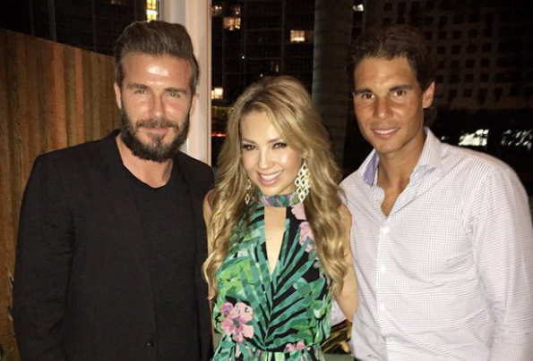 Thalía, Beckham y Rafa Nadal juntos en Miami (Foto)