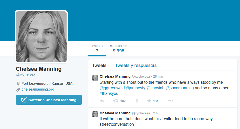 Manning, informante de WikiLeaks, abre cuenta en Twitter desde la cárcel