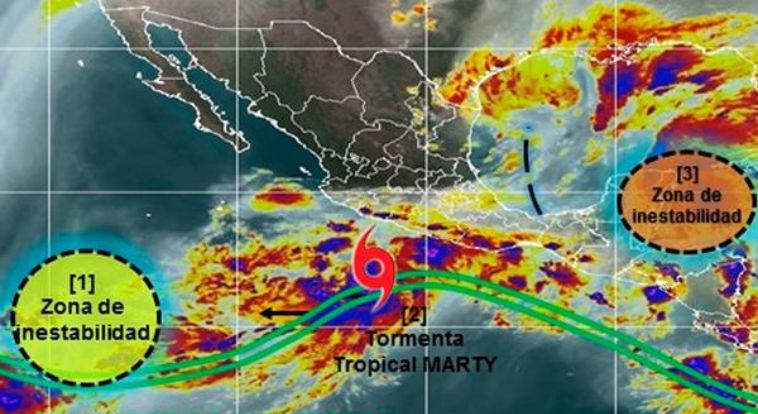 Tormenta tropical Marty puede convertirse en huracán frente a costa mexicana
