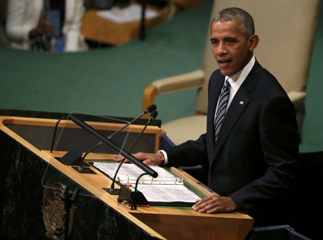 U.S. President Barack Obama addresses the United Nations General Assembly in the Manhattan borough of New York, U.S., September 20, 2016. REUTERS/Lucas Jackson