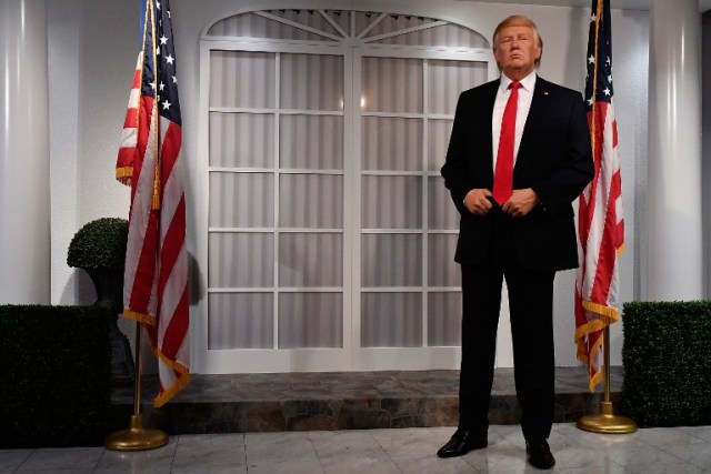 WASHINGTON, DC - JANUARY 18: Madame Tussauds Washington, DC and attractions in New York, Orlando and London launched its new wax figure of Donald J. Trump at Madame Tussauds on January 18, 2017 in Washington, DC. Larry French/Getty Images for Madame Tussauds Washington DC/AFP