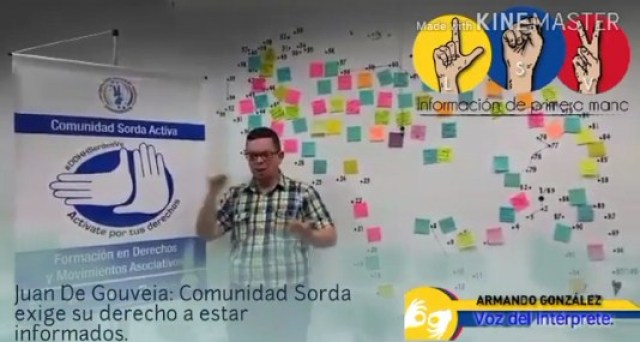 Juan Ángel de Gouveia, presidente de Consorven pidió a los medios para que garanticen la información a las personas sordas. Foto: Capture
