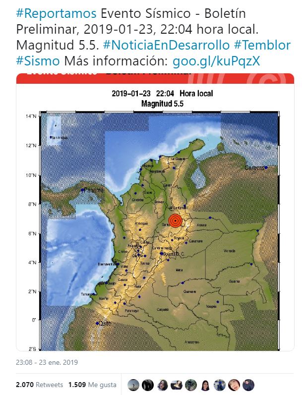 Temblor de 5.5 en Colombia sacude el occidente venezolano