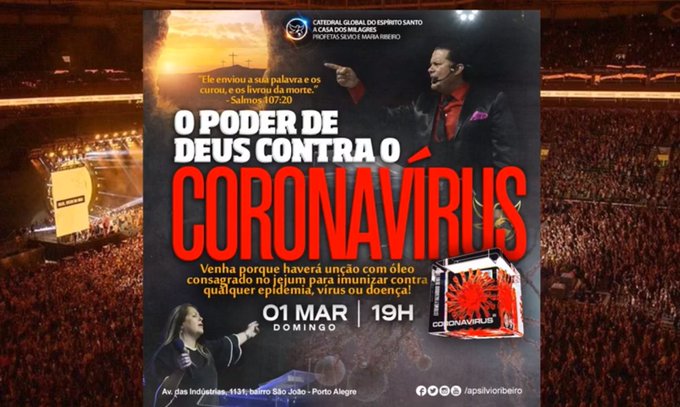 Culto evangélico de Brasil es investigado por prometer “inmunización” contra el coronavirus