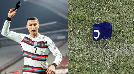 El brazalete de capitán tirado al césped por Cristiano Ronaldo se vendió en Serbia por 64 mil euros