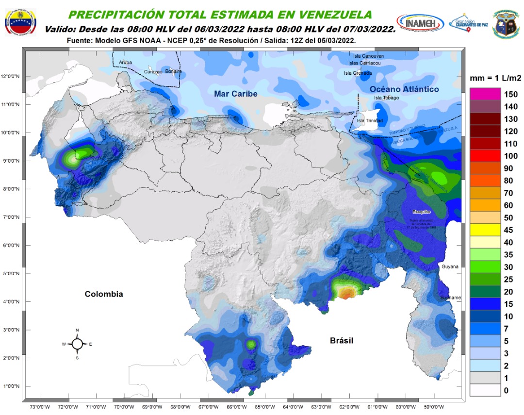 Inameh prevé lluvias acompañadas de actividad eléctrica en varios estados de Venezuela #6Mar