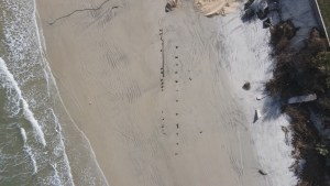 Gran objeto misterioso aparecido en una playa de Florida tras el paso de huracanes (FOTOS)