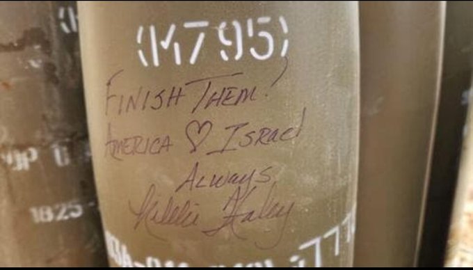 Nikki Haley visitó Israel y escribe en un proyectil destinado a Líbano: “Acaben con ellos”