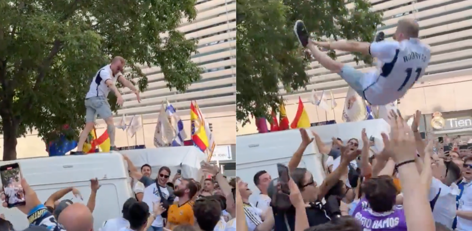 Video VIRAL: la aparatosa caída de un fanático del Real Madrid mientras celebraba la Champions